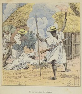 Hova che incendiano villaggi da after Louis Charles Bombled