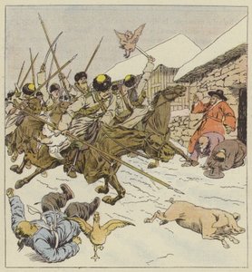 Irruzione dei cosacchi in un villaggio da after Louis Charles Bombled