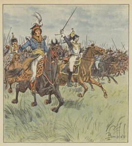 Mai, alla testa di una cavalleria, si vide qualcuno di così brillante, coraggioso e determinato da after Louis Charles Bombled