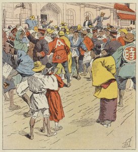La folla in attesa di notizie della guerra davanti al Figi-Humpo da after Louis Charles Bombled