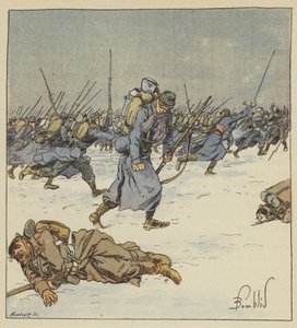 Il cacciatore Martin, del 10º battaglione, lascia la sua baionetta nel corpo di un sottufficiale prussiano da after Louis Charles Bombled