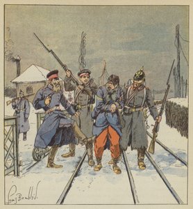 Il furiere Papot, ferito e fatto prigioniero, è vergognosamente colpito da un ufficiale prussiano da after Louis Charles Bombled