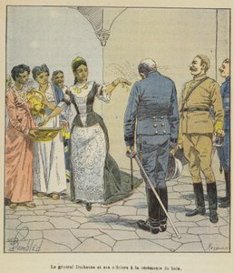Il generale Duchesne e i suoi ufficiali alla cerimonia del bagno da after Louis Charles Bombled
