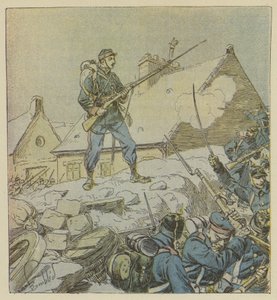 Il sergente Pitou, salendo intrepidamente sulla barricata di Courceboeufs, decide la presa del villaggio da after Louis Charles Bombled