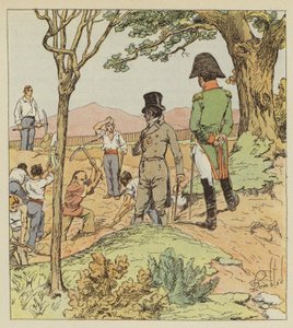 Napoleone esamina le fortificazioni che il Governatore fa erigere intorno a Longwood da after Louis Charles Bombled