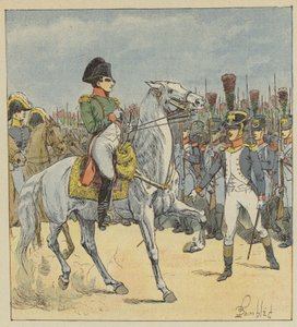 Napoleone interpellato alla parata da un tenente da after Louis Charles Bombled