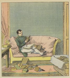 Napoleone sfoglia i libri che gli sono stati appena inviati