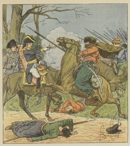 Napoleone sorpreso a Brienne dai cosacchi da after Louis Charles Bombled