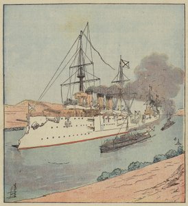 Navi da guerra russe nel canale di Suez da after Louis Charles Bombled