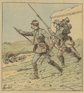 Ufficiale e soldato di mobili alla battaglia di Toury da after Louis Charles Bombled