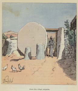 Porta di un villaggio malgascio da after Louis Charles Bombled
