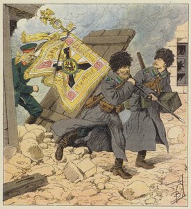 Salvataggio della bandiera durante il bombardamento di Vladivostok da after Louis Charles Bombled