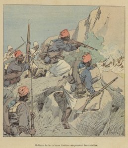 Soldati della colonna Combes che sorprendono ribelli da after Louis Charles Bombled