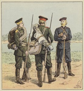 Soldati russi in uniforme da campo
