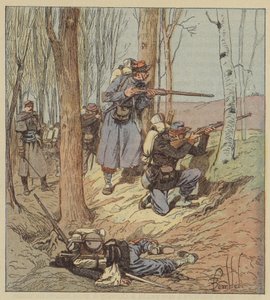 Tirailleurs in combattimento ad Artenay da after Louis Charles Bombled