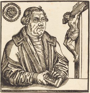 Martin Lutero, Mezzo Busto a Sinistra con un Libro in Mano da after Lucas Cranach the Younger