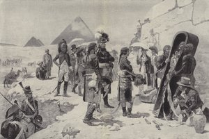Napoleone davanti alle Piramidi contempla la mummia di un faraone