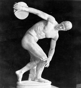 Discobolo, copia di un originale greco (gesso) da after Myron