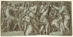 La famiglia di Dario davanti ad Alessandro e una scena con prigionieri; dalla facciata del Palazzo Milesi da after Polidoro da Caravaggio