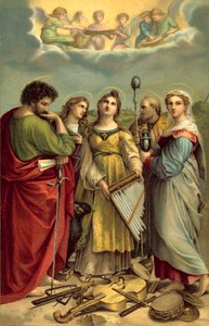 Santa Cecilia (cromolitografia) da after Raphael