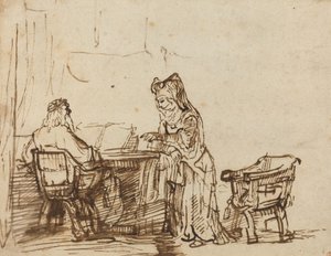 Anna che respinge i rimproveri del profeta Eli da after Rembrandt van Rijn