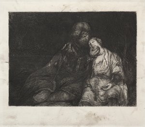 Due figure da after Rembrandt van Rijn