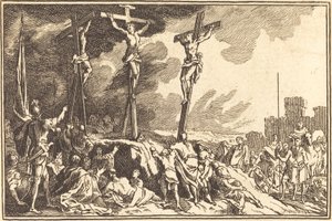 Cristo sulla croce tra i due ladroni da after Sébastien Le Clerc I