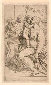 La Sacra Famiglia con San Giovanni da after Simone Cantarini