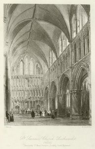 Chiesa di St Saviour, Southwark, 1850, anticamente St Mary Overyes, vista verso sud-est da after Thomas Allom