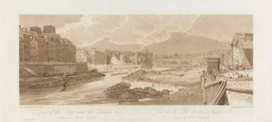 Veduta della città con il Louvre. 1802; Tavola 3 da Vedute di Parigi, il volume Emanuel da after Thomas Girtin