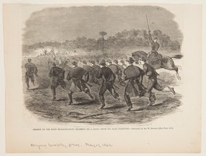 Carica del Primo Reggimento del Massachusetts su una fossa di ribelli vicino a Yorktown