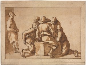 Scena di genere di giovani che giocano da attributed to Frederico Zuccaro