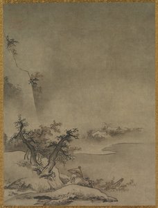 Servitore cinese che cammina sotto la pioggia da attributed to Gakuō Zōkyū