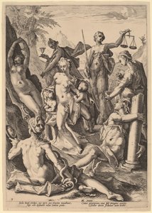 Le sette virtù da attributed to Jacob Matham, after Hendrik Goltzius