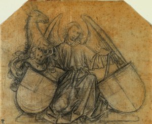 Un angelo che sostiene due stemmi da attributed to Nikolaus Gerhaert von Leyden