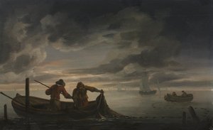 Scena di Estuario con Pescatore da attributed to Rafel Govertsz. Camphuysen