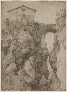 Ponte San Rocco a Tivoli da attributed to Willem van Niewlandt