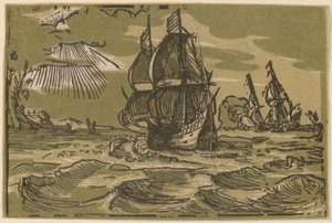 Due Navi a Tre Alberi al Largo di una Costa