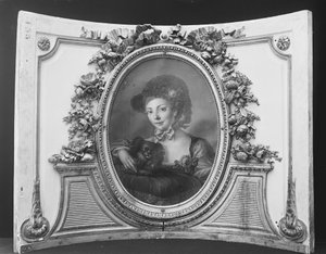 Donna con un cane da ca. 1775 . French Painter