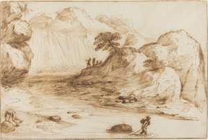 Paesaggio con cascata da called Guercino Giovanni Francesco Barbieri