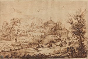 Paesaggio con fortezza e fiume