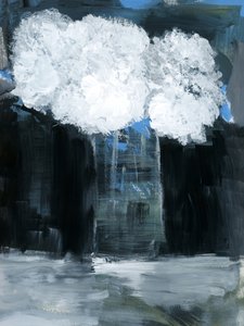 Riflesso astratto su un paesaggio di nuvole da cartissi