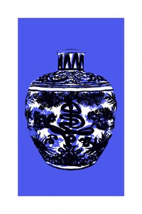 Vaso in porcellana blu cinese da cartissi