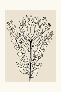 Protea ed eucalipto in stile minimalista