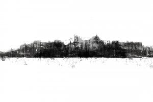 Silhouette monocromatica della città da cartissi