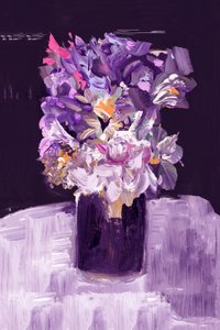 Bouquet viola in stile pittorico da cartissi