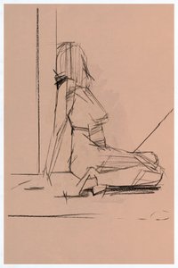 Schizzo di una donna pensierosa da cartissi