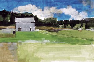 Paesaggio con fienile rustico da cartissi