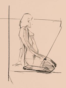 Schizzo di nudo meditativo da cartissi