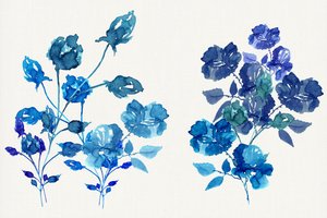 Fiori blu ad acquerello da cartissi